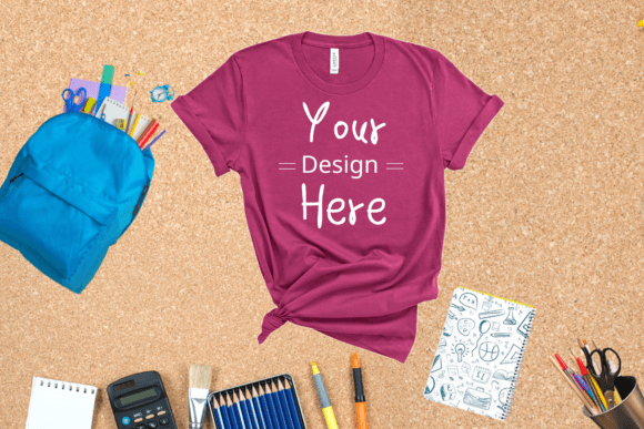 Back to School Berry T-shirt Mockup