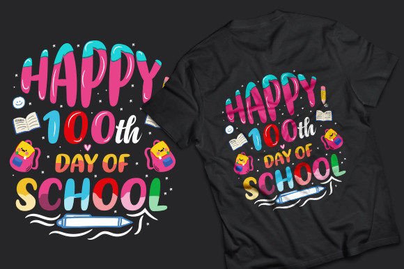 Happy 100th Day of School Graphics for T-Shirt Designs