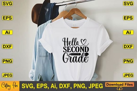 Hello Second Grade SVG T-shirt Design Graphics