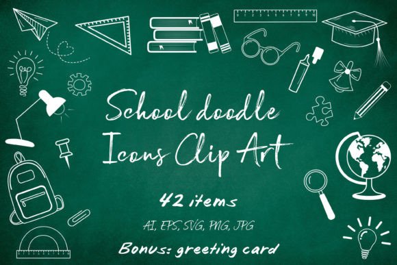 School Doodle Icons Clip Art