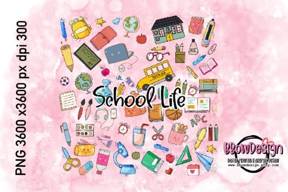 School Life Hand Drawn Graphics for Crafts