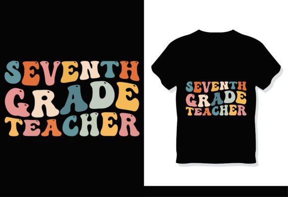 Seventh Grade Teacher Retro Groovy Shirt Graphics